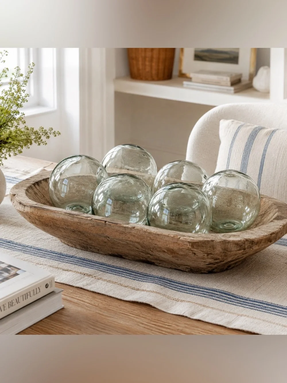 Kalalou Recycled Clear Glass Balls Set 6 Hand Blown Colombia 4” Fishing Floats